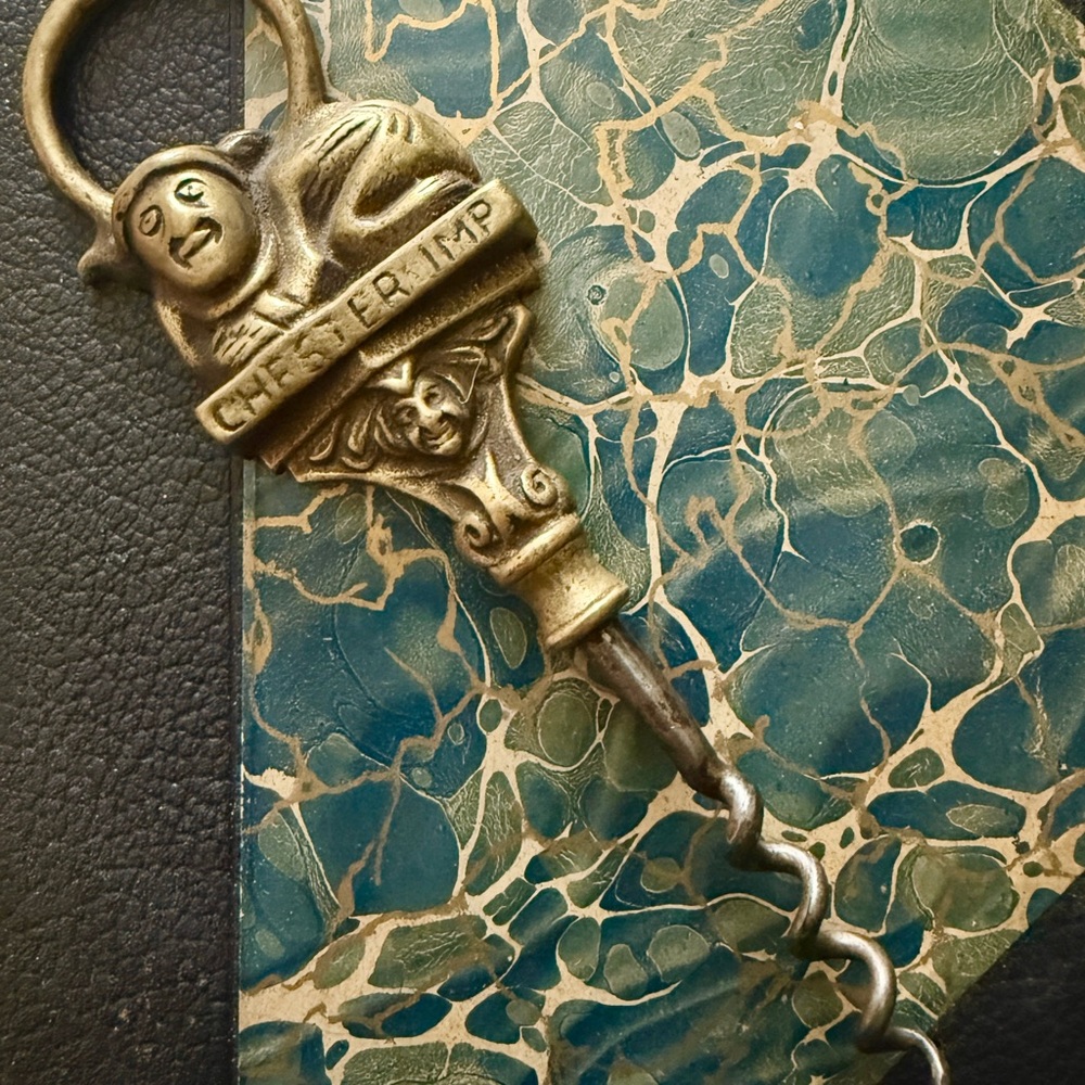 Vintage Brass Corkscrew England Chester Imp Demon Devil